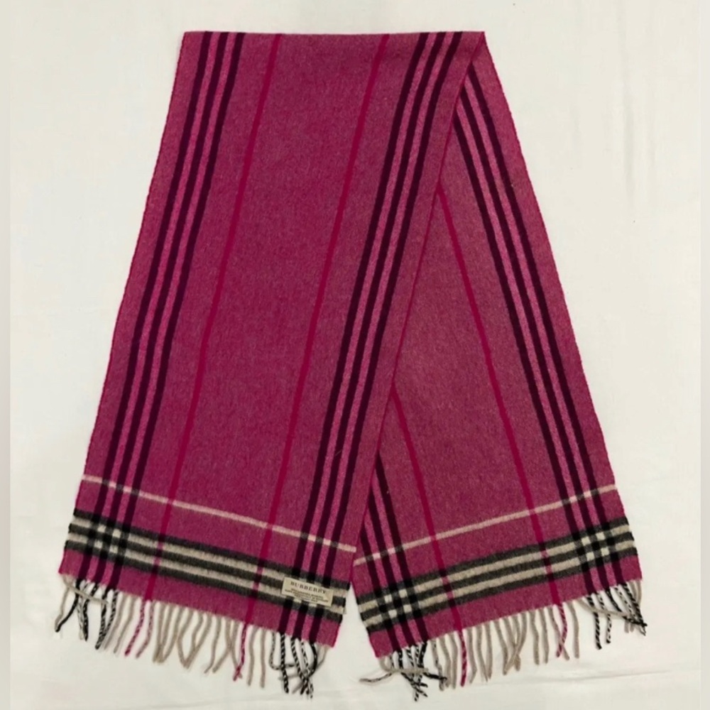 Burberry Pink and Black Checkered Scarf